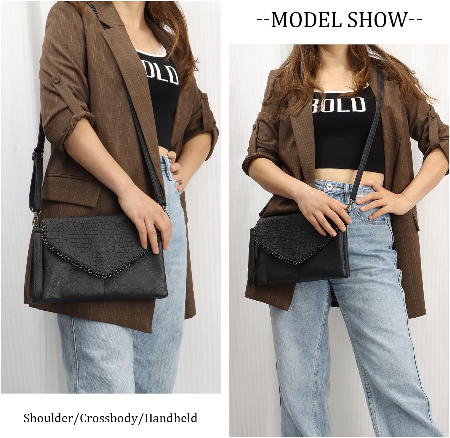 SUKUTU Women Skull Cross Body Bag Gothic Purse Vintage Punk Envelope Bag Classic Satchel Tote - Image 2