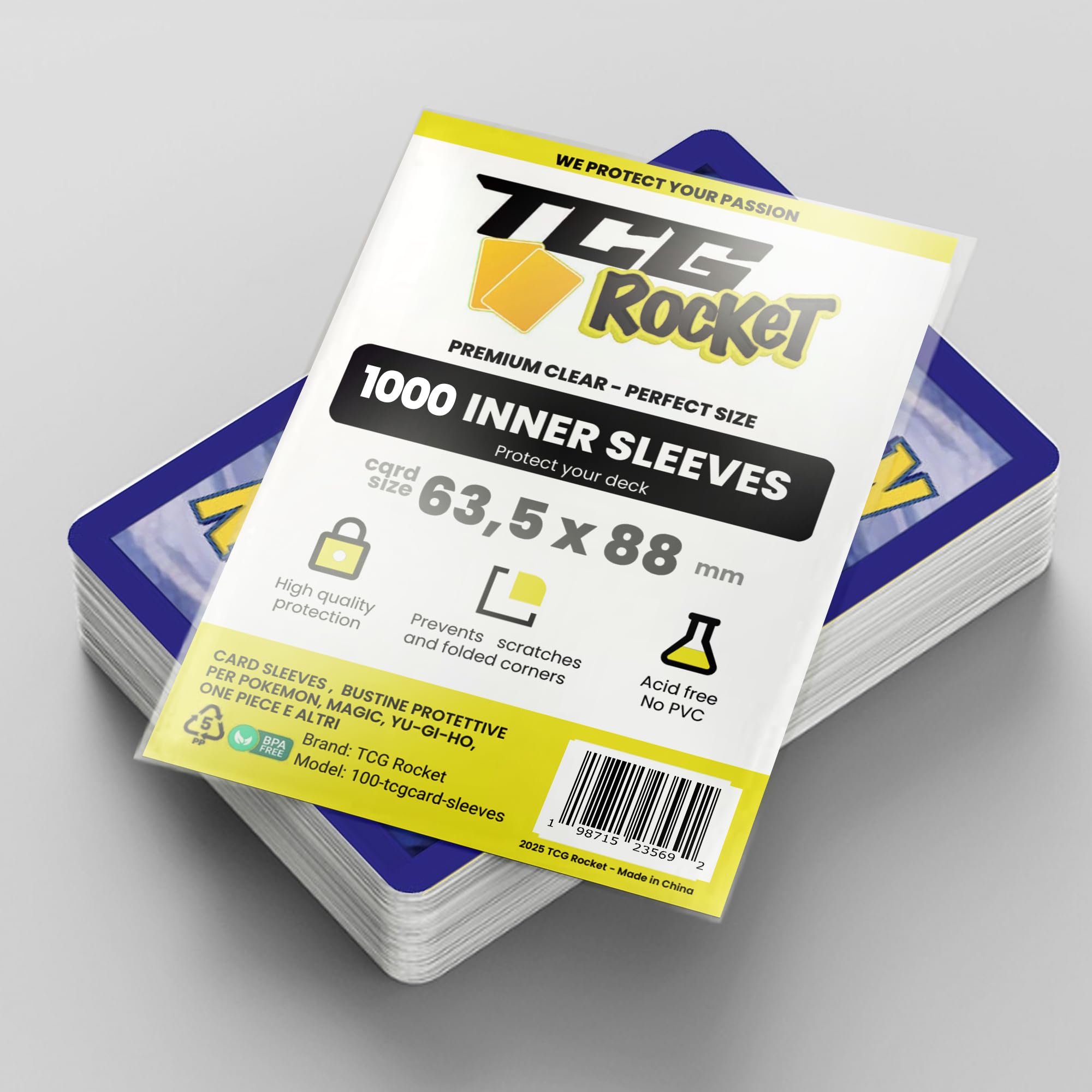10 x 100 cartes Sleeves Perfect Size Sachets de protection 63,5 x 88 compatibles avec Pokemon et toutes les cartes à collectionner (1000 au total) (10)