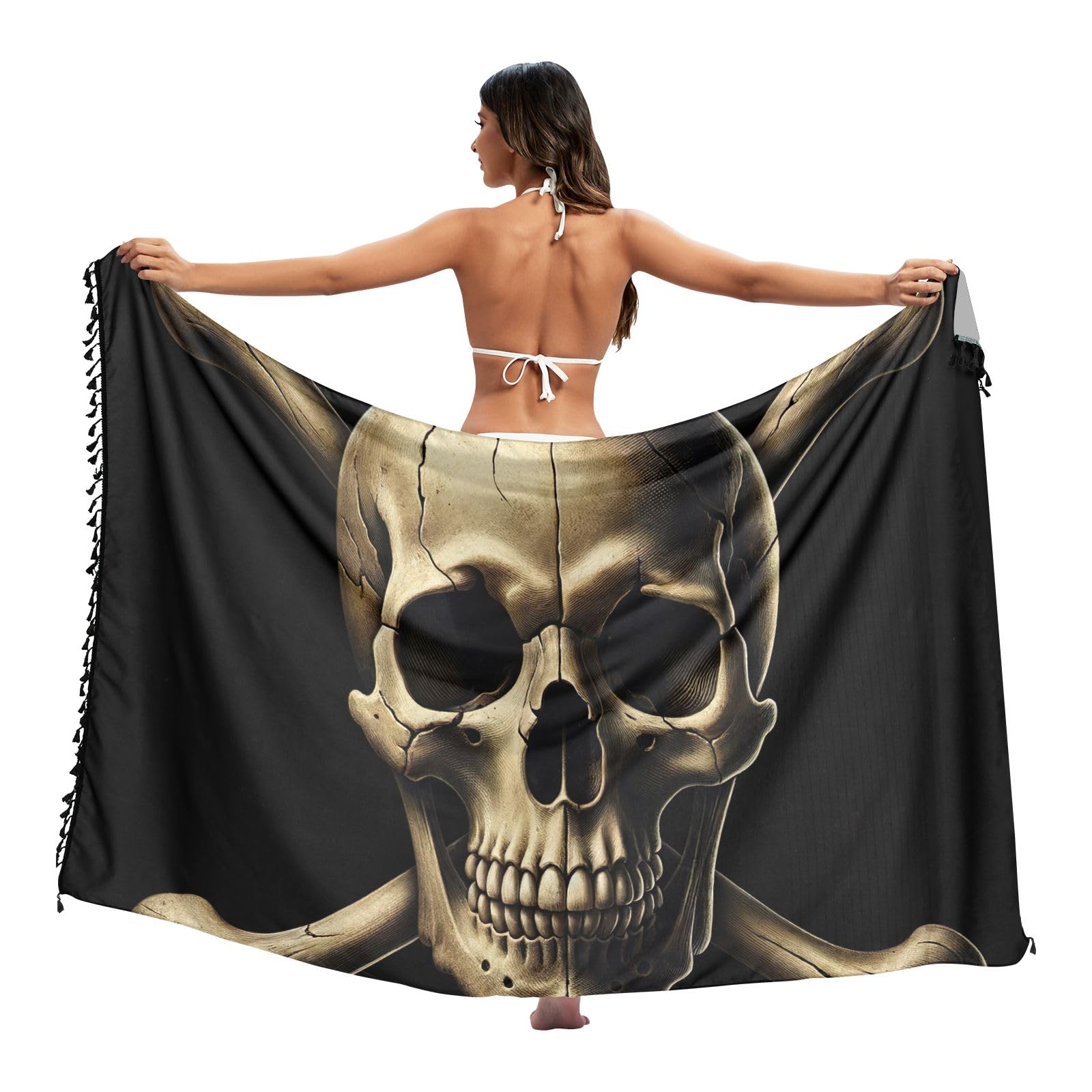 RPLIFE Lujoso pareo de playa para crucero, pareo con flecos, falda de piscina, pareo largo para mujer