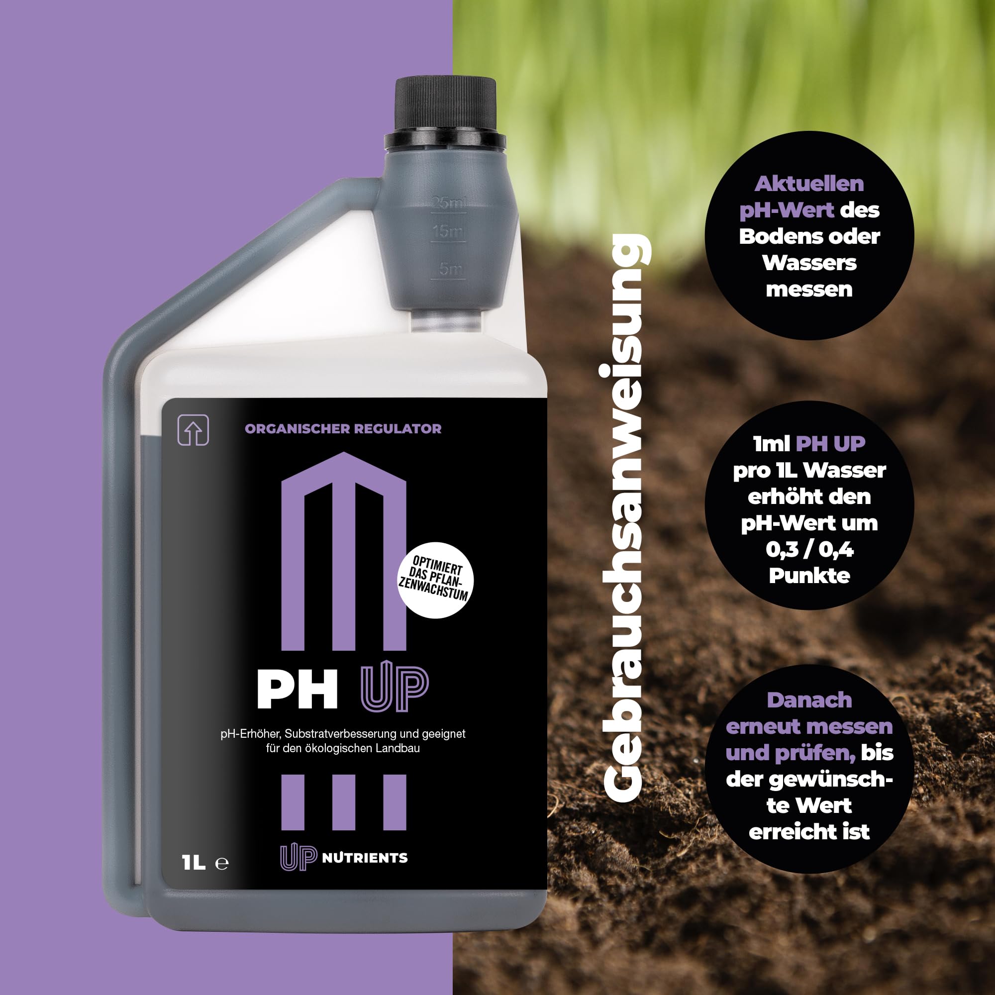 UP NUTRIENTS Pack régulateur PH UP & DOWN 1 L pour plantes | Augmente et amincissant pH sols, cultures et fleurs | Correcteur soulevé et abaisseur 100 % biologique adapté à l'agriculture biologique