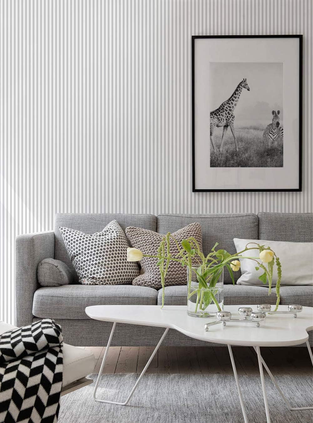 Thin Vertical Stripes Wallpaper - Peel and Stick (Single Sheet 2x9 feet)