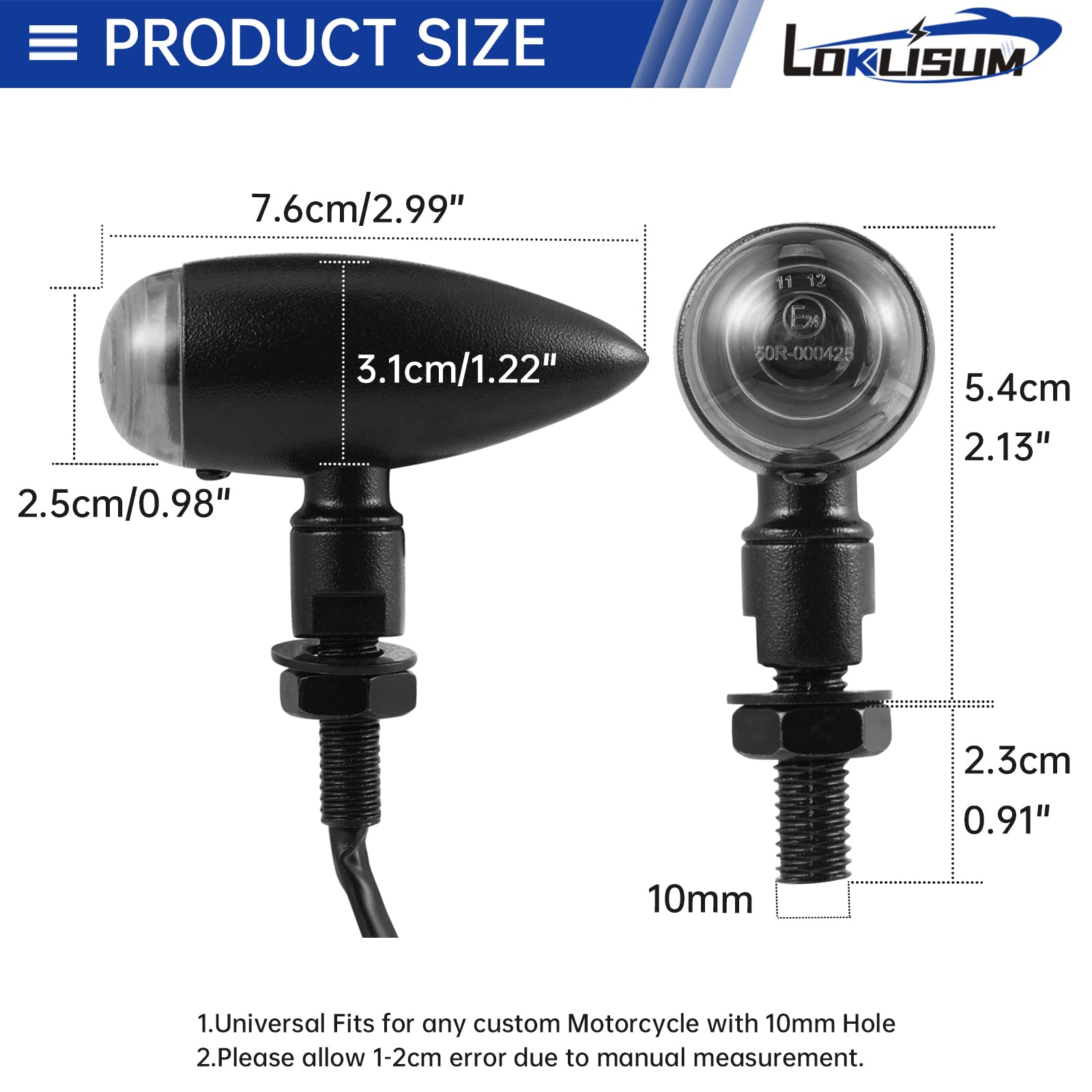 2pcs Lampeggiante Moto Omologato Retro Bullet Indicatori Moto A Lampadina 12V Impermeabile Luci Luci Universale per Street Bike Cruiser Chopper Bobber Scooter Cafe Racer