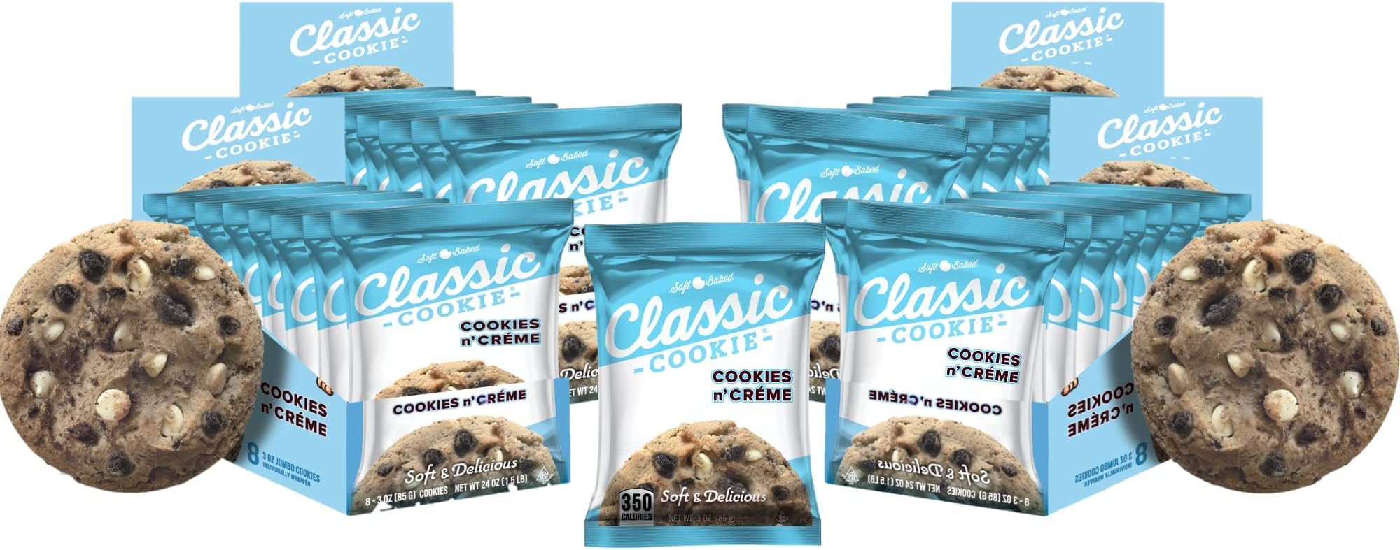 Soft Baked Cookies n' Crème Cookies made with Hershey's® Premier White Creme Chips, 4 Boxes, 32 Individually Wrapped Cookies