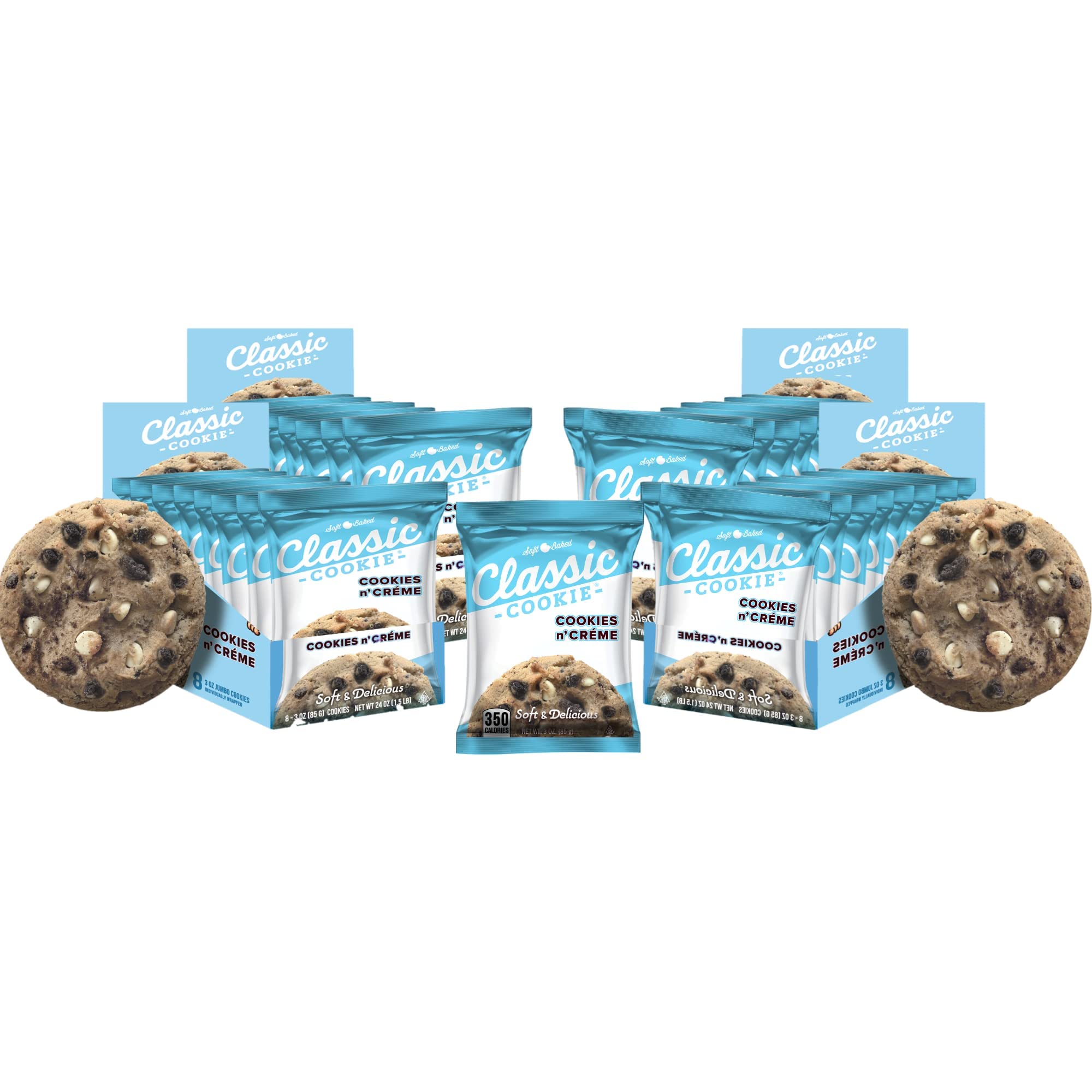 Classic COOKIESoft Baked Cookies n' Crème Cookies made with Hershey's® Premier White Creme Chips, 4 Boxes, 32 Individually Wrapped Cookies