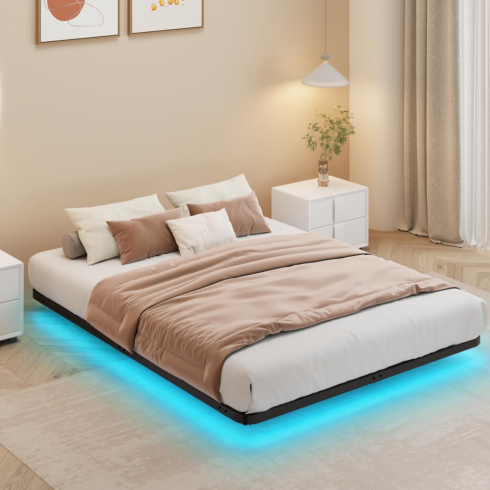 Fabato Cama Matrimonial Flotante Marco De Cama Flotante De Tamaño  Matrimonial Con Luces LED, Plataforma De Metal Resistente De 12 Marco De  Cama Flotante Matrimonial, image size:1600x1600