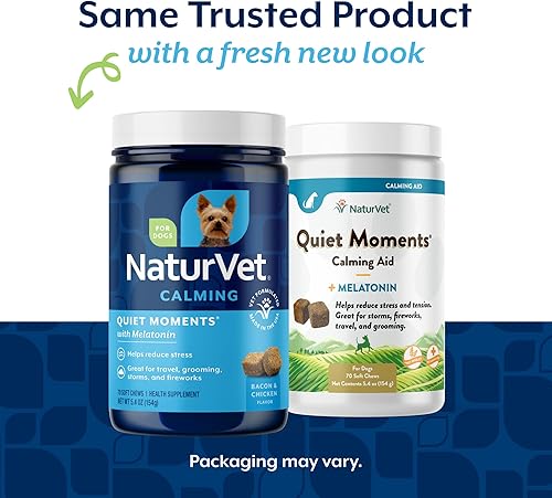 Vista 2 de NaturVet Quiet Moments Suplemento calmante para perros, masticables suaves para perros con melatonina para ayudar a reducir el estrés