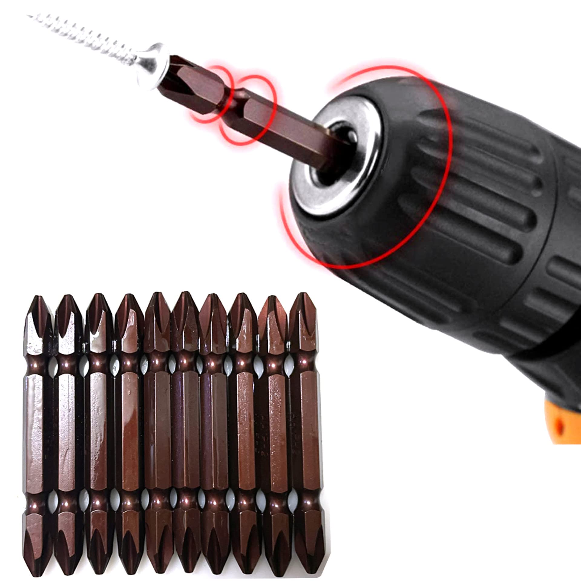 Amazon.co.jp: 10個 (赤) PH2/SL2 電動ハンドドリル 磁気ダブルクロス