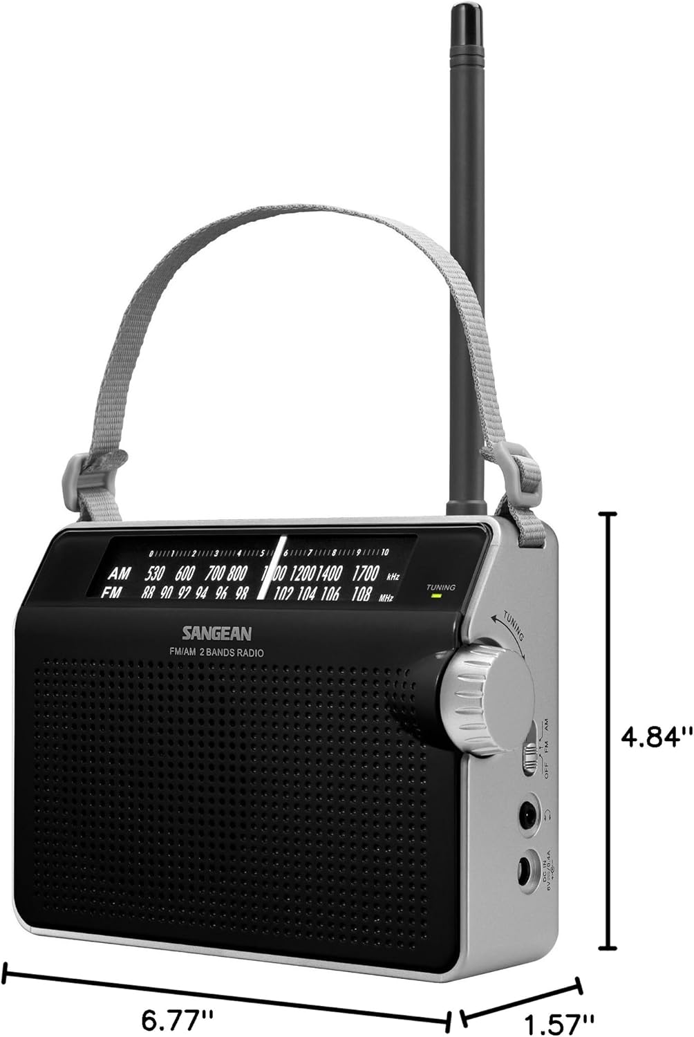 Sangean PR-D6BK AM/FM Compact Analog Portable Radio (Renewed)