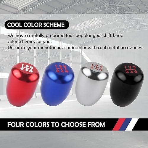 Miniatura 6 de Pomos de palanca de cambios para automóvil, elegante perilla de palanca de cambios manual de aleación de aluminio de 5 velocidades para decoración