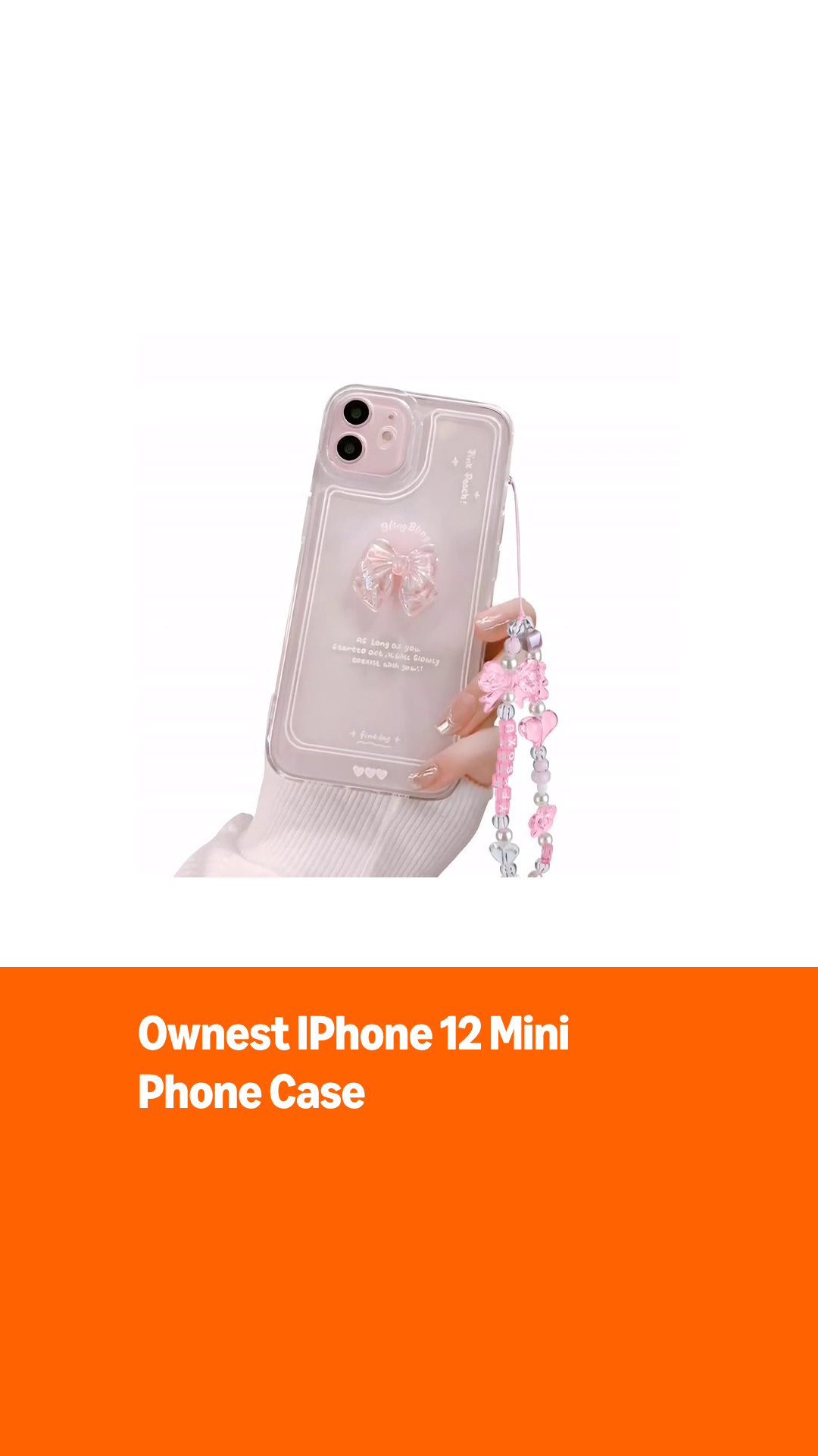 Ownest Compatible for iPhone 12 Mini Cute 3D Pink Bowknot Slim