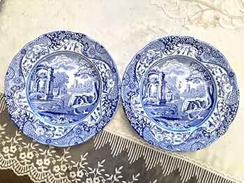 Amazon.co.jp: スポード ブルーイタリアン ケーキ皿 2枚 ビンテージ