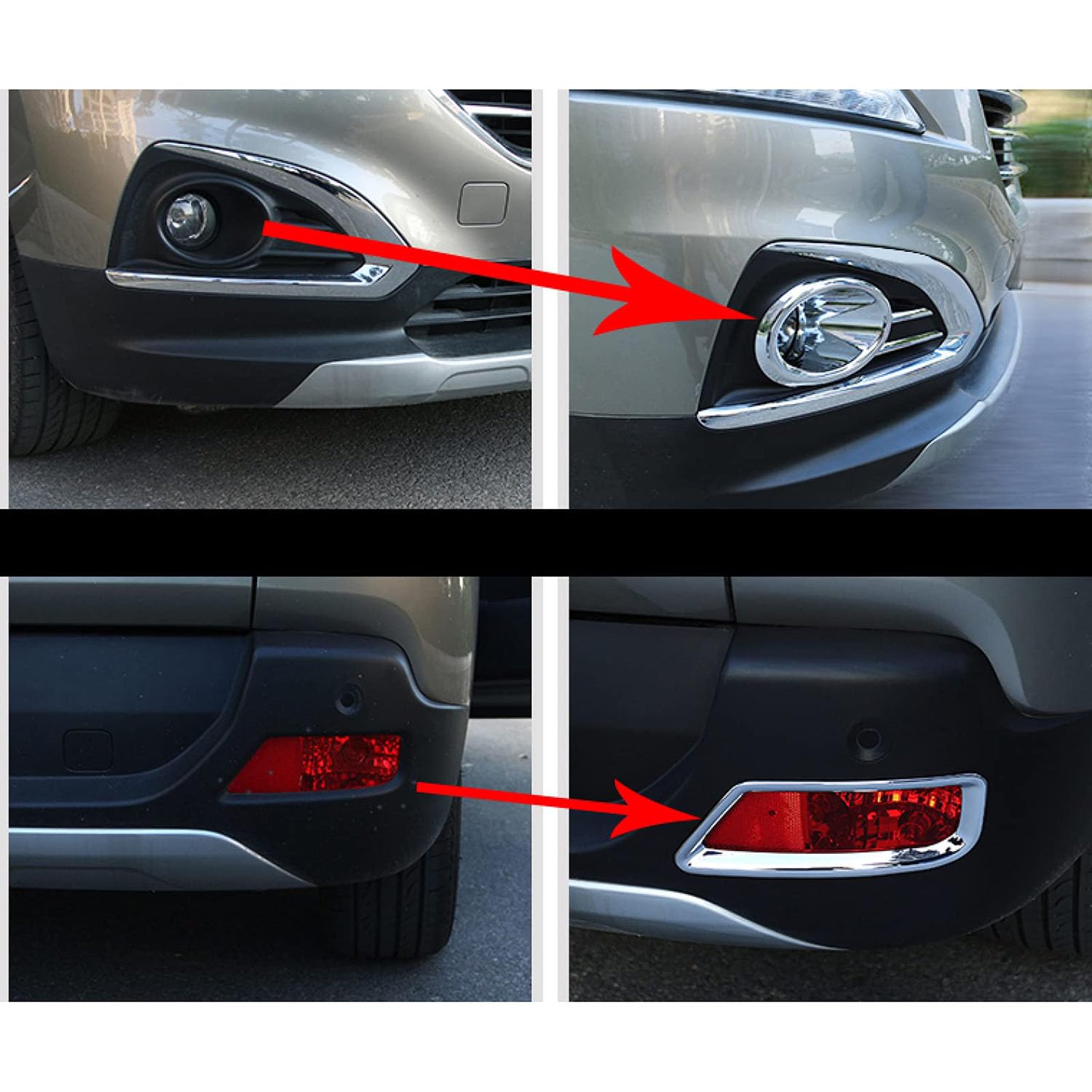 Car Tira Guarnición Cubierta Repuesto para Peugeot 3008 2013-2015,Portón Trasero Maletero Cubierta Retrovisor Tira Moldura Decoración Pegatina
