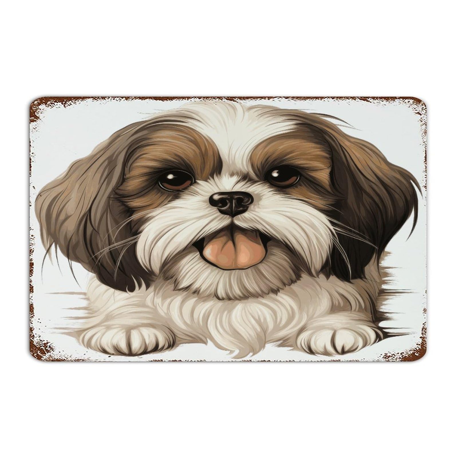 Panneau en métal Peeking Shih Tzu pour décorer un magasin ou bar