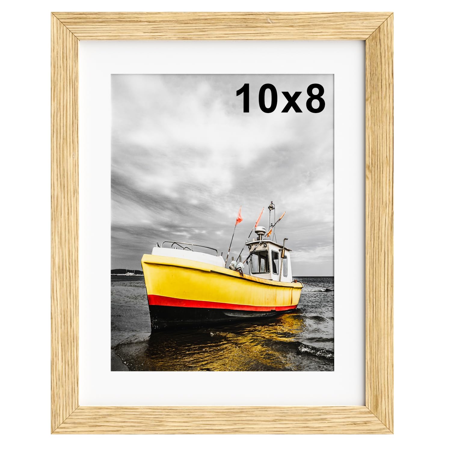 10x8 Photo Frame with Mount, Oak 8x10 Picture Frame with Wooden Grain