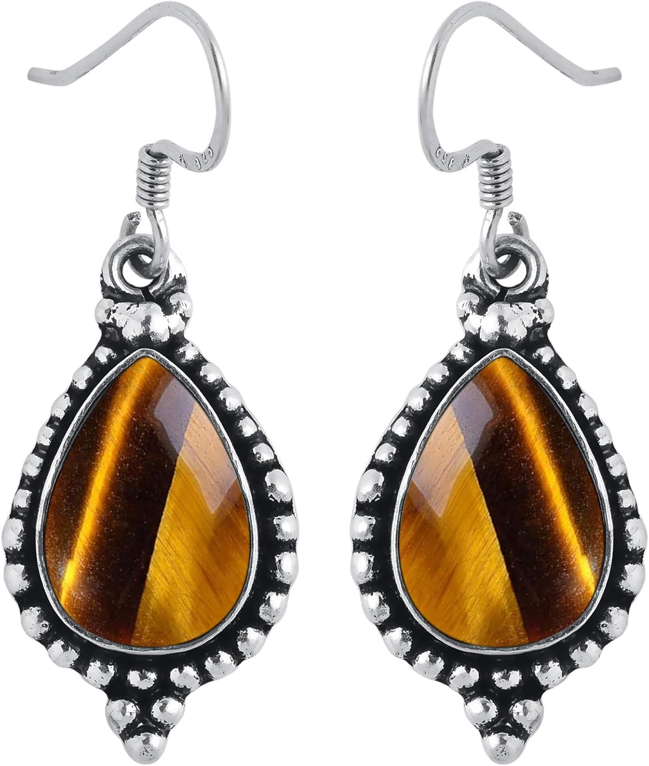 Gifts For Mom Wife- 9.50-13.30 Cts Pear Shaped Natural Gemstone Dangle Drop Handmade Birthstone Earrings Silver Overlay Jewelry For Women