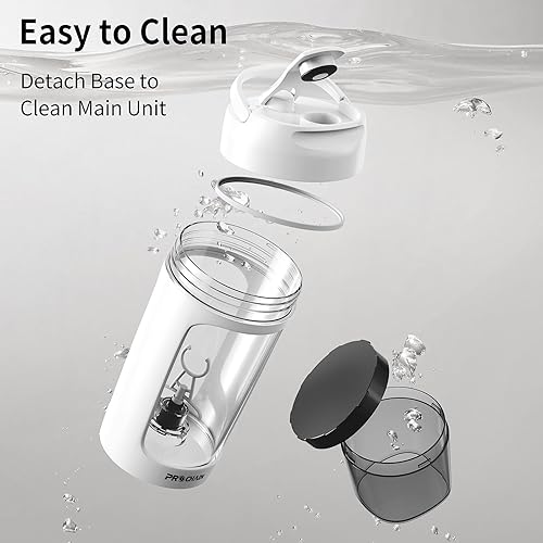 Miniatura 7 de Botella mezcladora eléctrica de proteínas, mezclador de batidos de proteínas recargable por USB, con taza de almacenamiento de polvo, botellas de