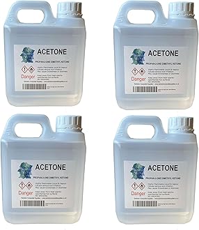 Acetone - Nail Varnish Remover- Solvent & Degreaser - 1Litre - 1000ml (1L Jerrycan x 4)