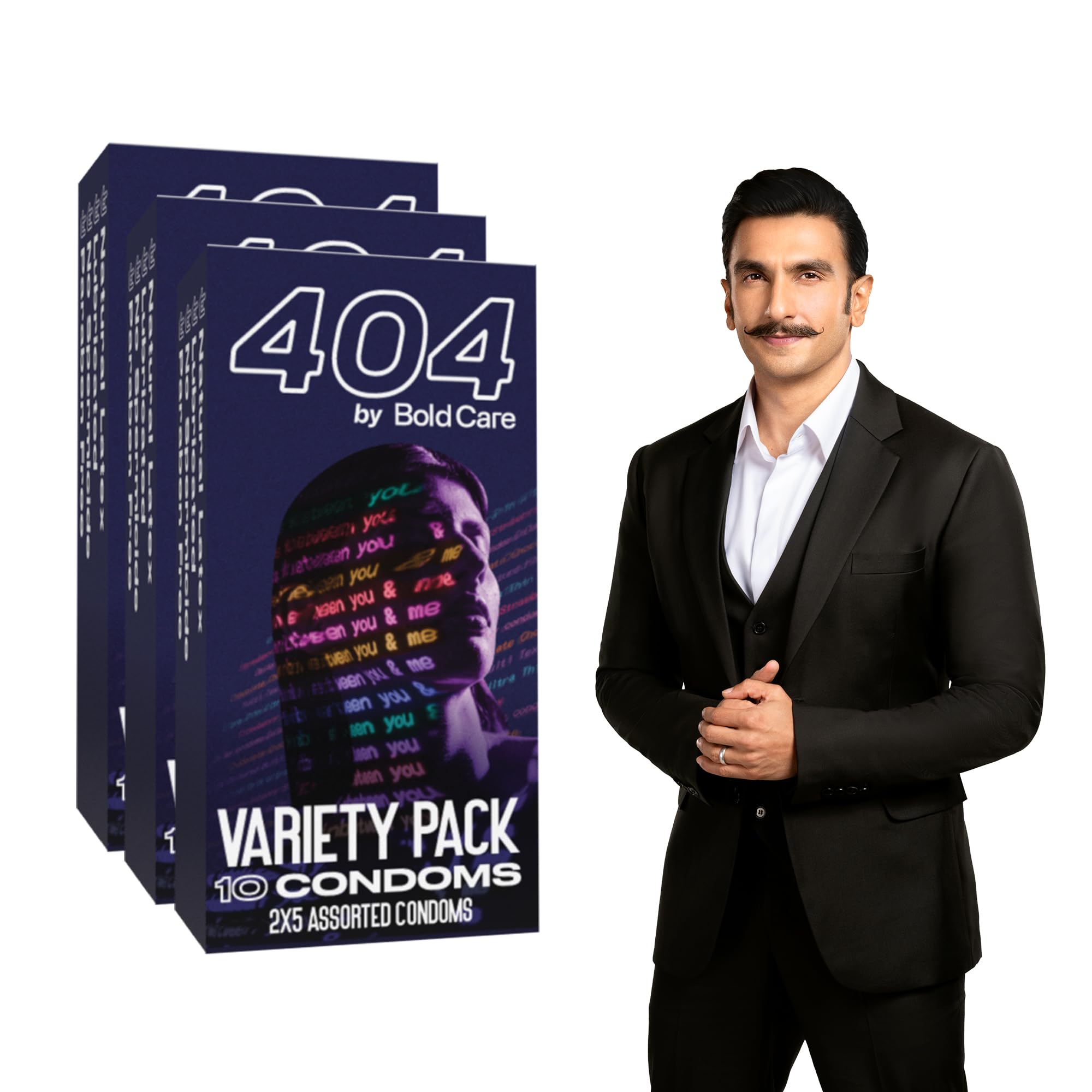 Bold Care 404 Variety Pack with 2 x 5 Assorted Condoms in each pack - (Pack of 3)