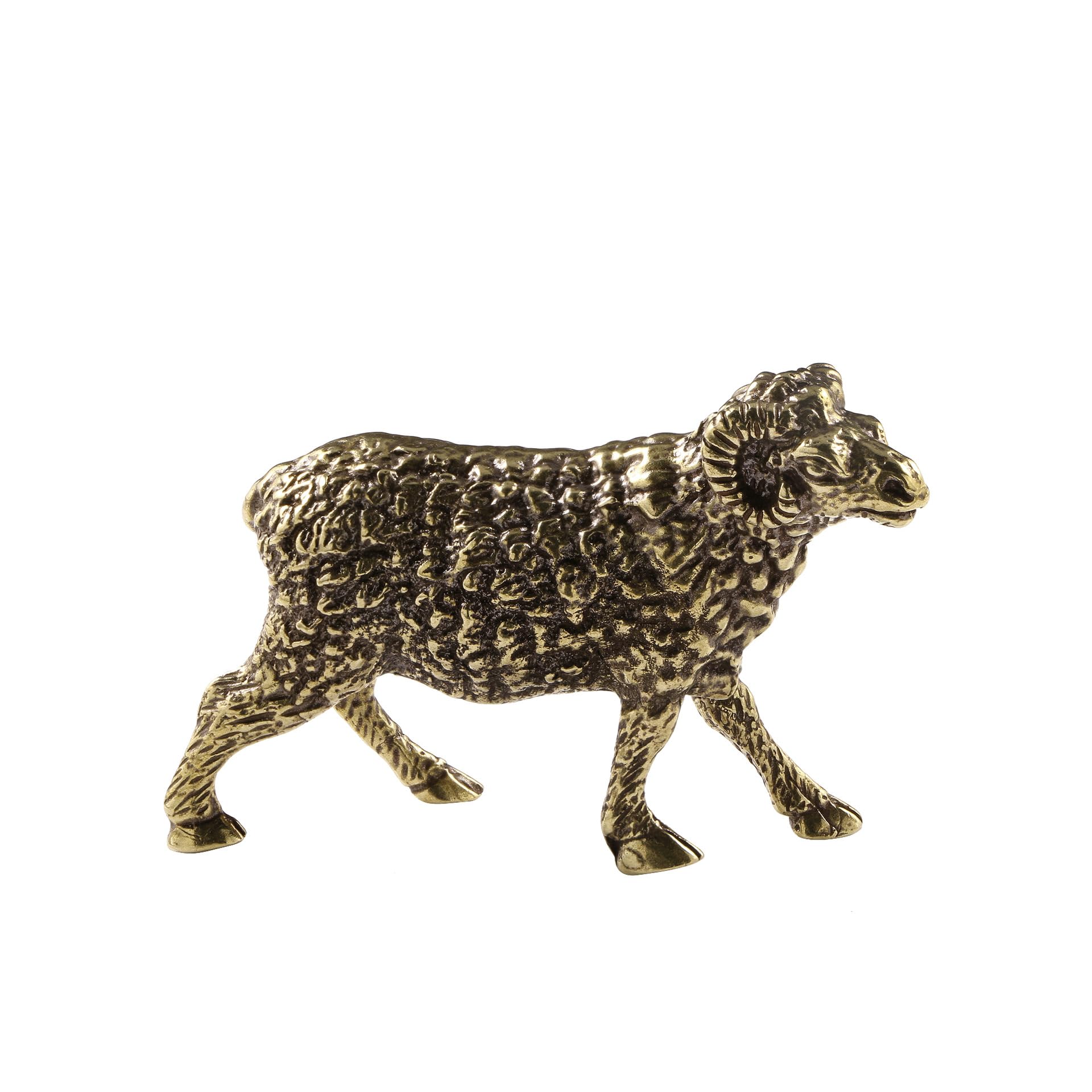 NGDFGR Brass Zodiac Sheep Miniature Figurines,Metal Animal Goat Statue Sculpture Crafts Collection Desktop Ornament Home Sand Table Bonsai Micro Landscape Decor Accessories