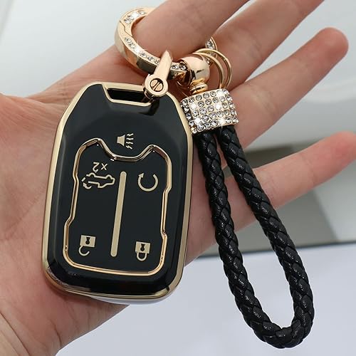 Miniatura 5 de WONYS Funda para llavero GMC para Chevy Silverado GMC Sierra 1500 2500HD 3500HD 5 botones TPU funda para llavero color negro