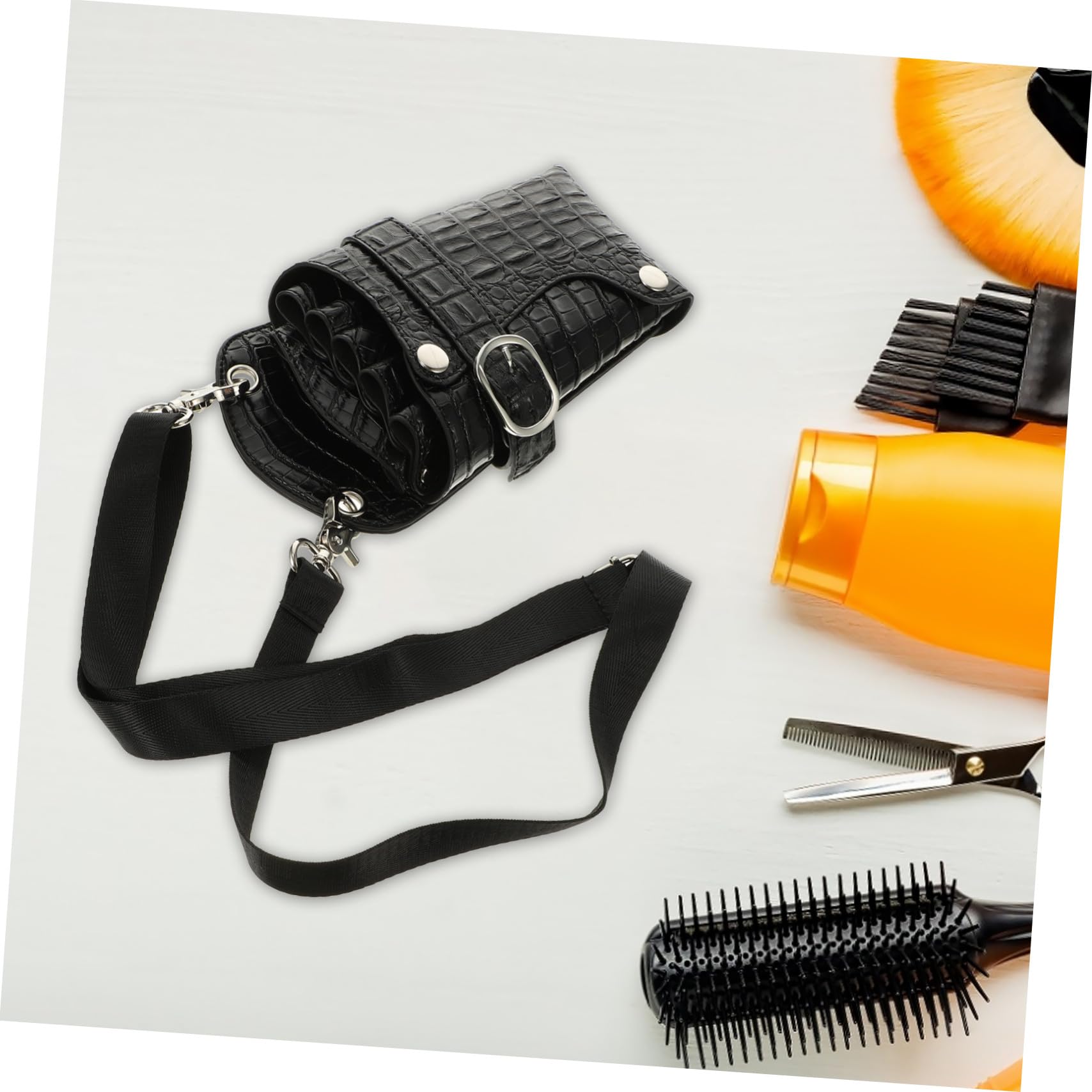 Friseurscheren Etui Schwarz aus Pu mit Mehreren Fächern
