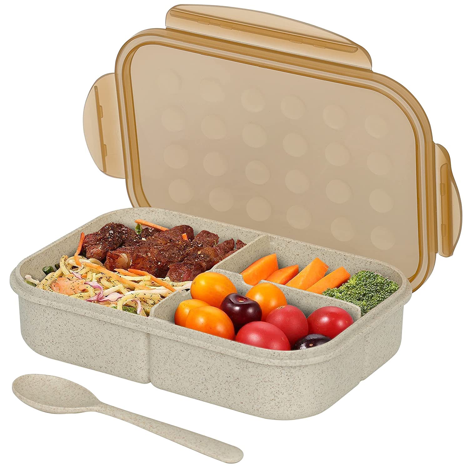 Mayatra's Wheat Straw Fiber Lunch Box, 3 Compartment Tiffin Box with Spoon for Men Women Kids (Multipurpose)