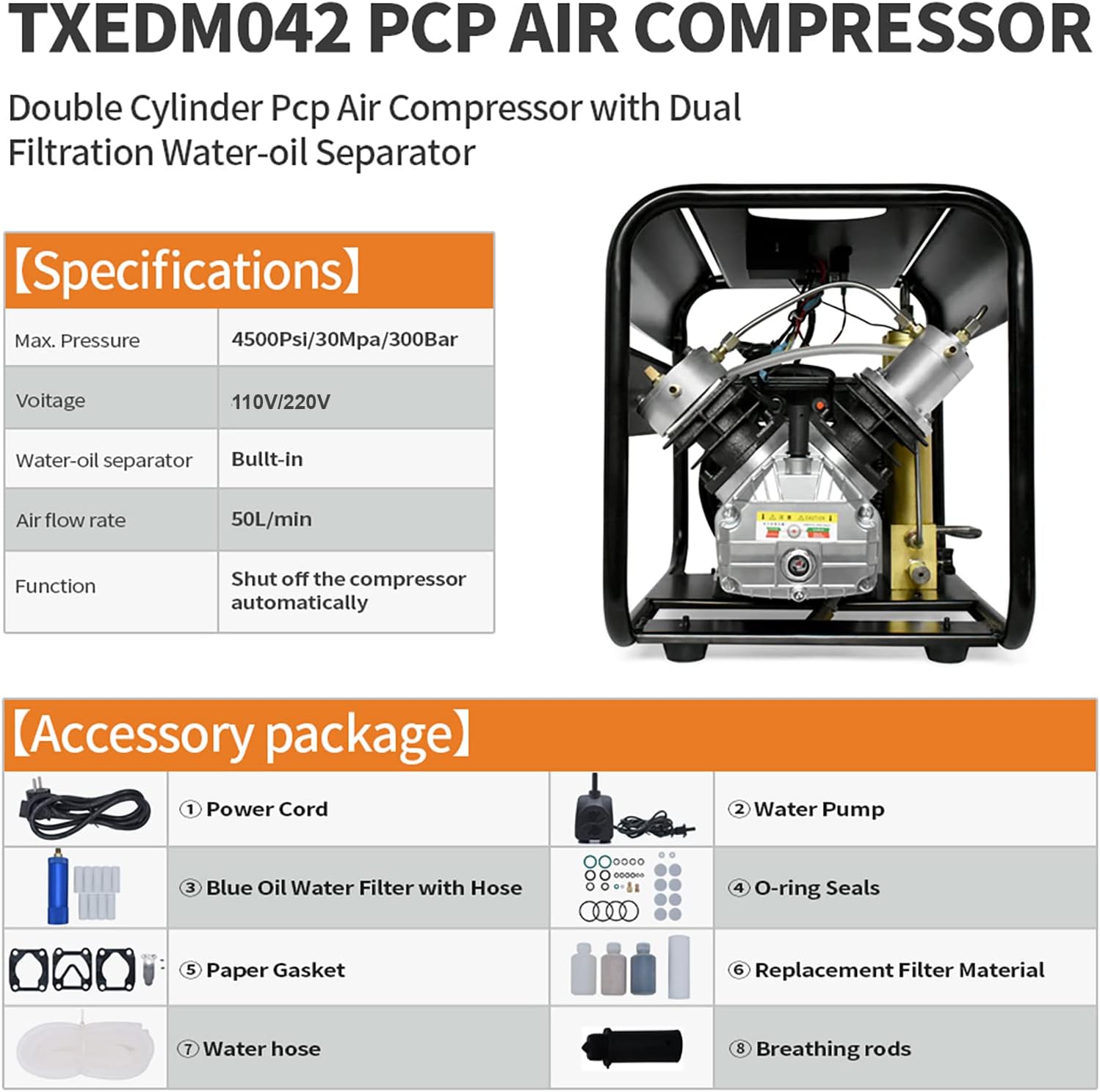 Air Compressor Filter, PCP Hand Pump Air Filter Water Oil Separator With Female And Male Quick Connector For High Pressure Air Compressor Pump, 40Mpa - View #2