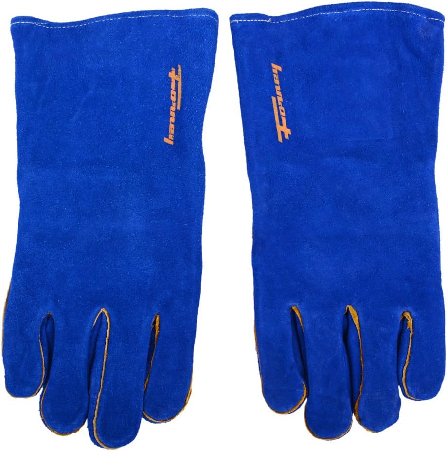 Forney 53423 Leather Heavy Duty Men's Welding Gloves with Reinforced Thumb, X-Large, Blue/Gold