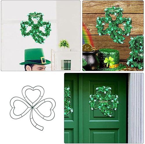 Miniatura 3 de Alipis 2 piezas de corona de alambre del día de San Patricio, marco de corona de metal trébol irlandés, corona de flores de tréboles de la suerte