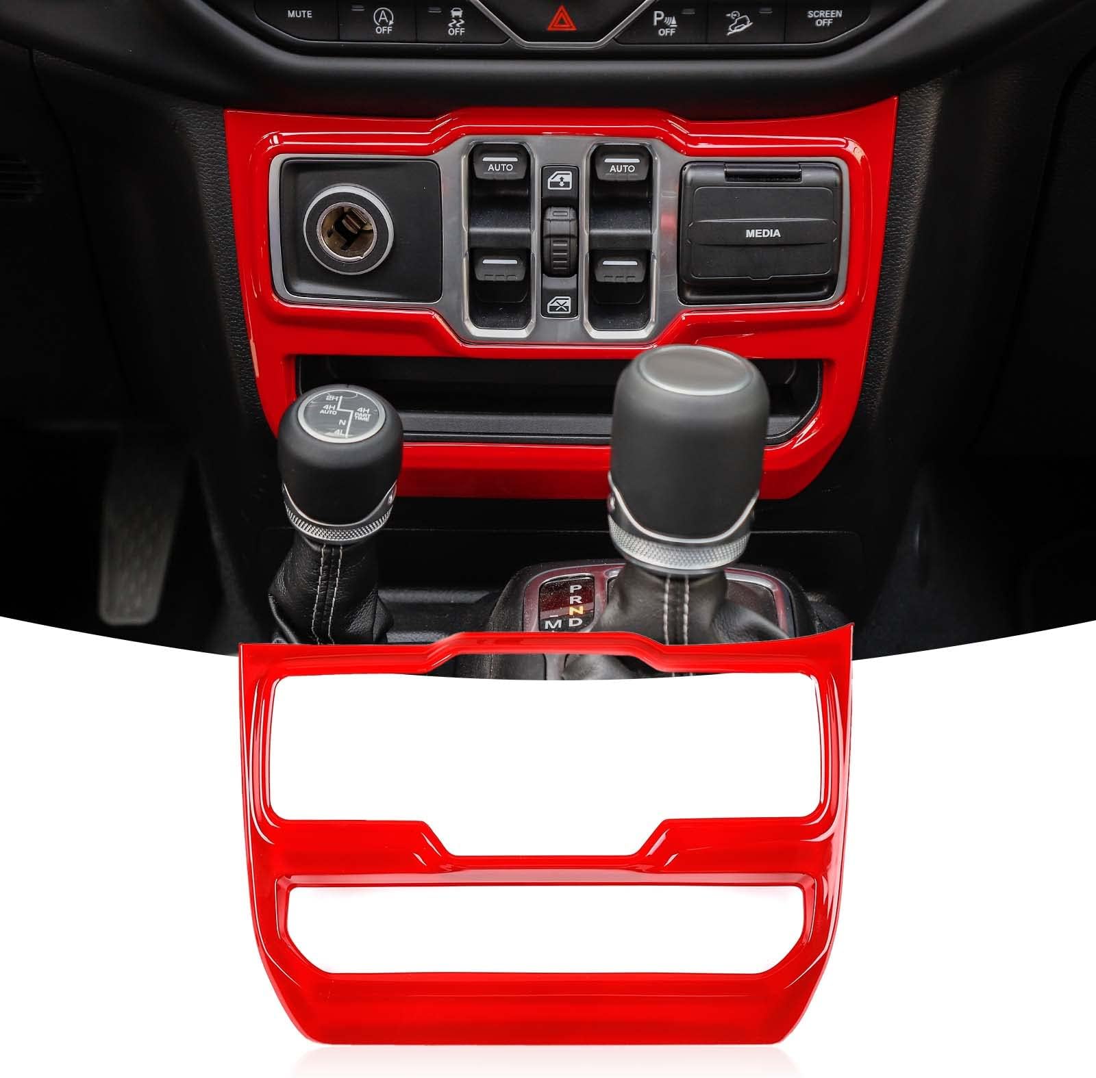 JeCar Window Control Panel Trim Cover Interior Decoration Accessories Compatible with Jeep Wrangler 2018-2023 JL JLU & 2020-2023 Gladiator JT, Red
