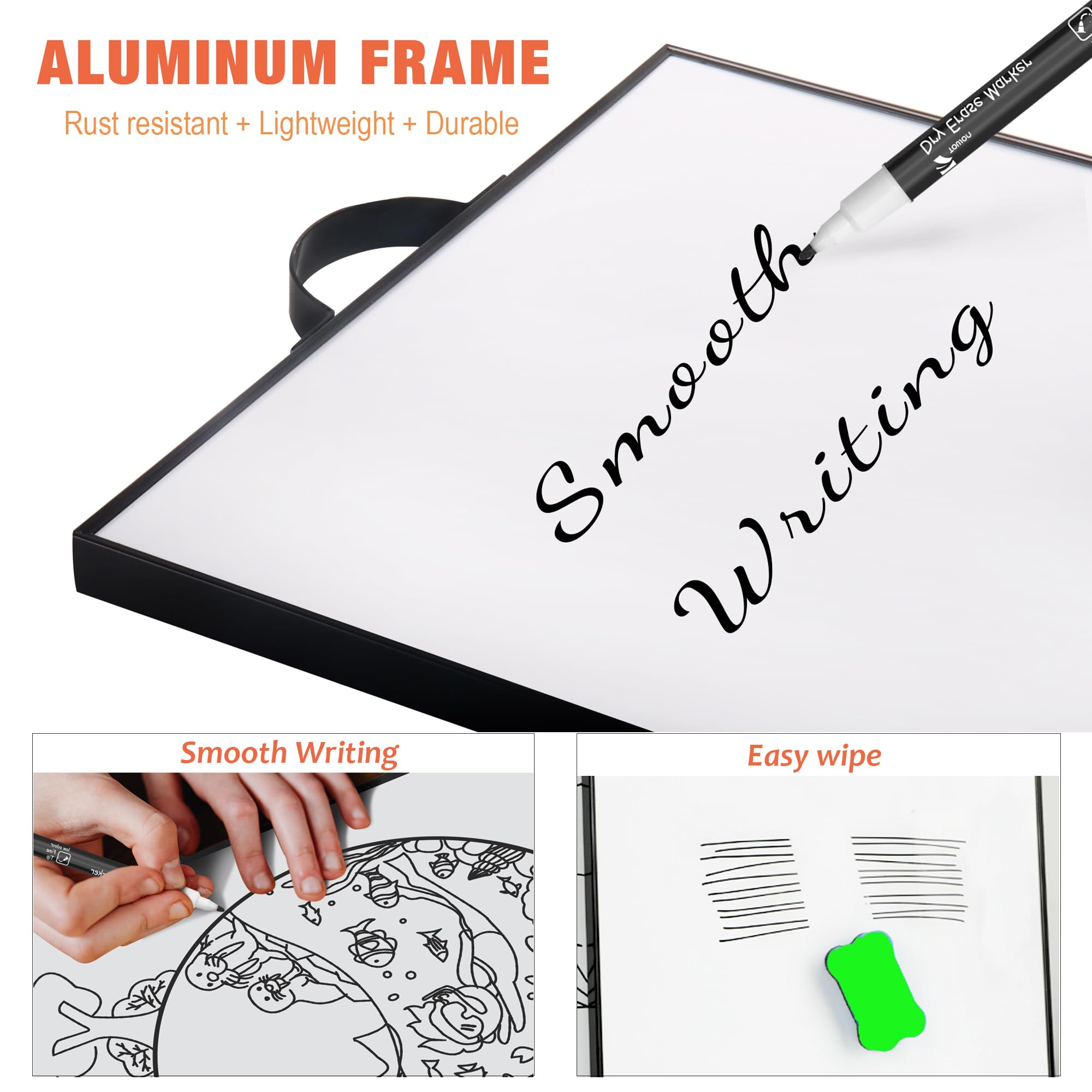 16x12 Inch Small Dry Erase Board - Magnetic Whiteboard With Aluminum Frame & Accessories