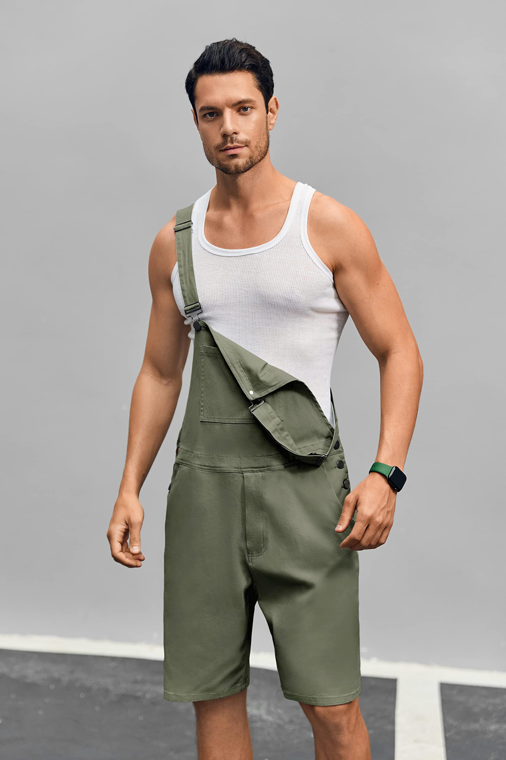 Runcati Mono vaquero para hombre, de algodón, con bolsillos, corte holgado, para hombre