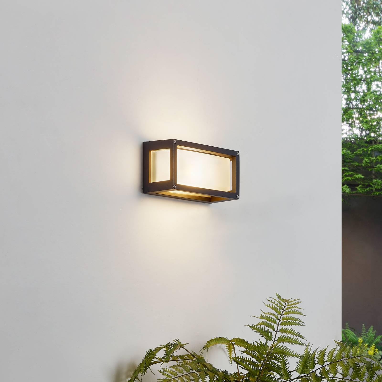Lucande Applique Exterieur Aurelien à intensité variable (Moderne) en Noir Aluminium (1 lampe,à E27), Murale Luminaire Lampe Jardin Eclairage