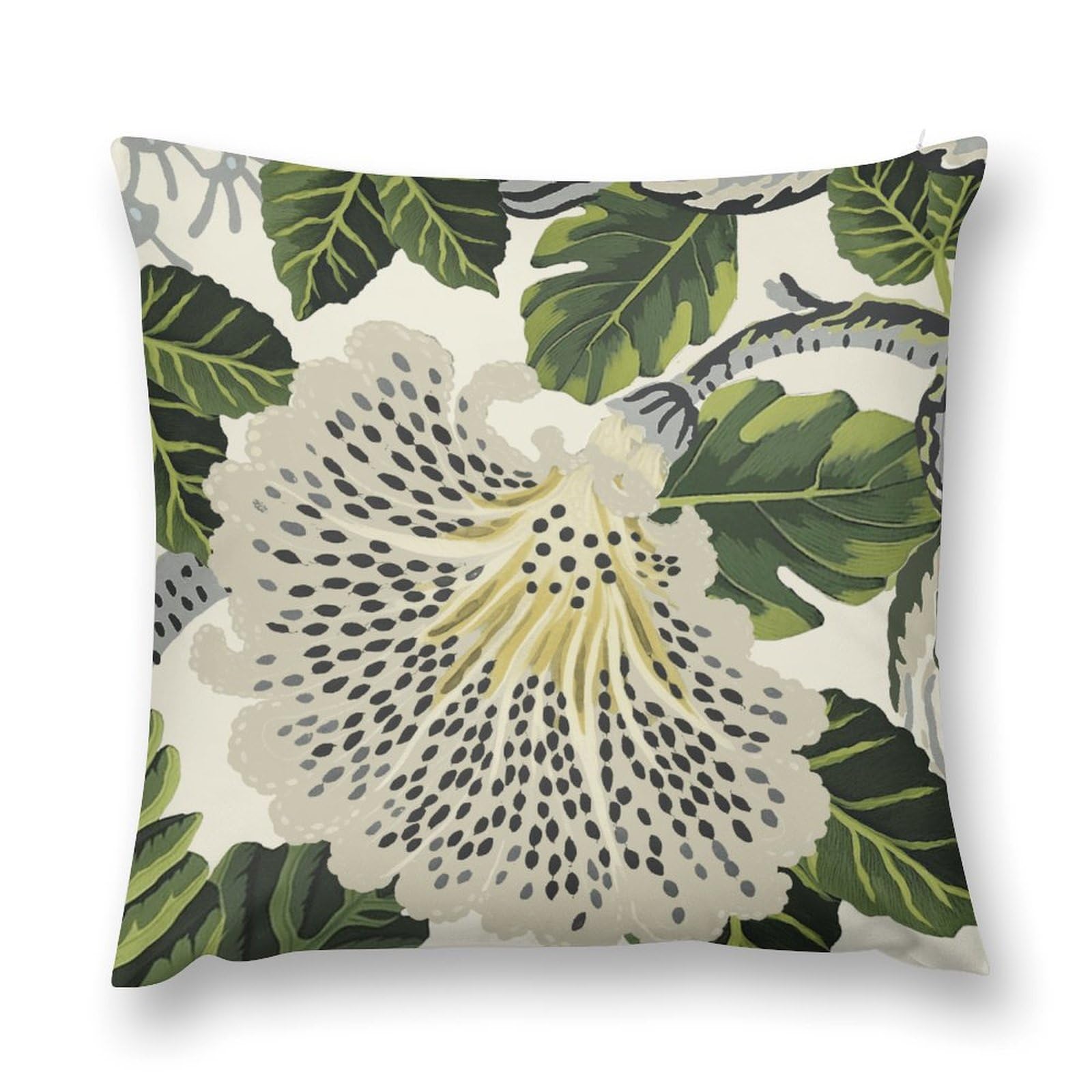 Soft Velvet Throw Pillow Cover Green And White Chinoiserie Floral Throw Pillow Cases Classic Peony Chinoiserie Pillow Protector Decor for Farmhouse