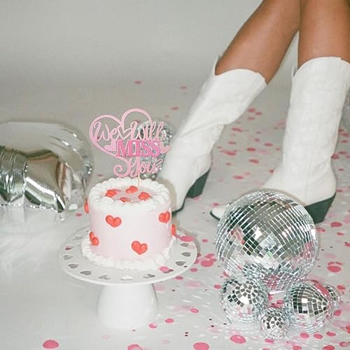 Miniatura 7 de 1 pieza de decoración para tartas con purpurina y corazón que se va de buena suerte, para cambio de trabajo, despedida, jubilación, graduación,