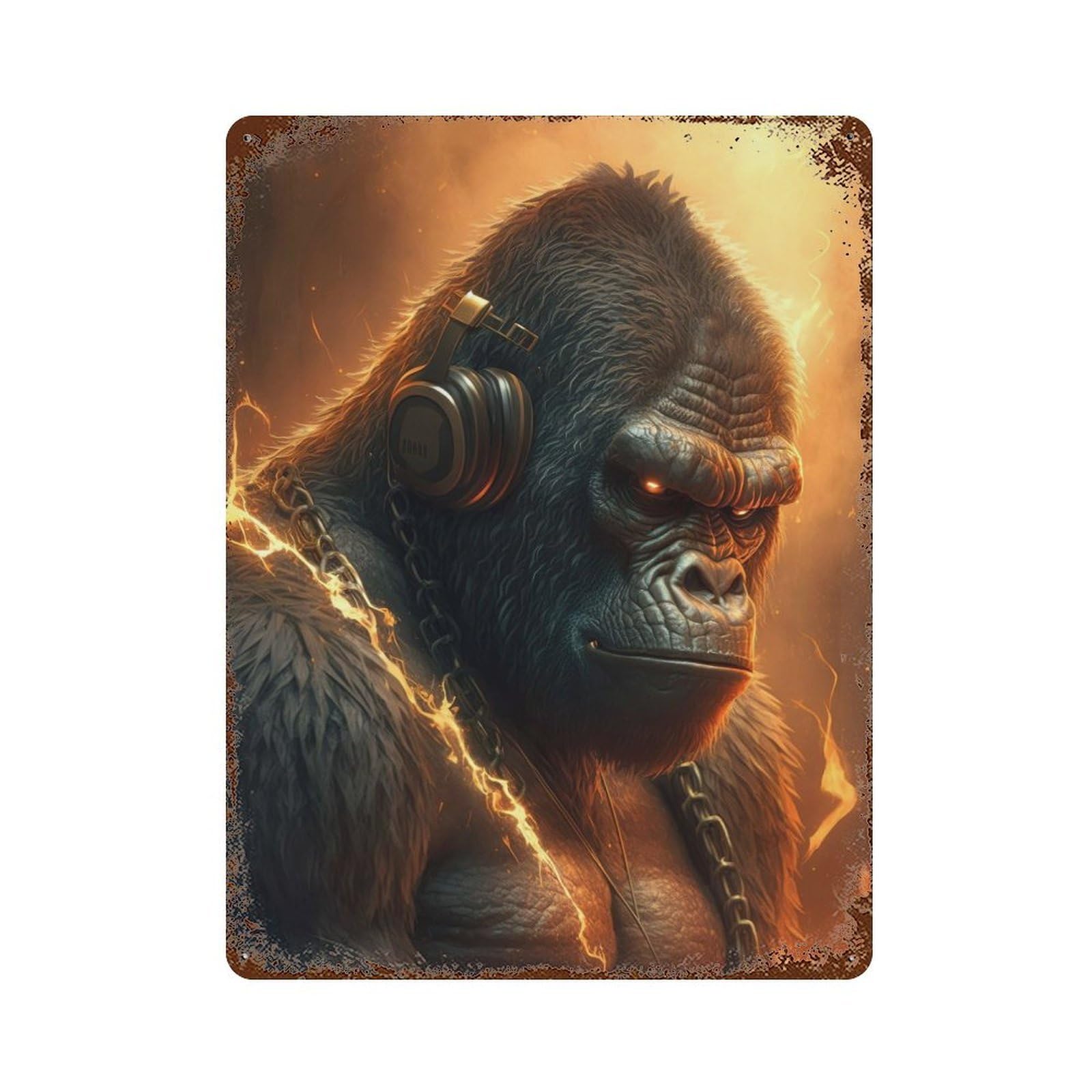 Gorilla Producer Aged Metal Wall Plaque 15.7"x11.8", for Shed, Workshop And Garage Wall Decor, Old School Wall Decor