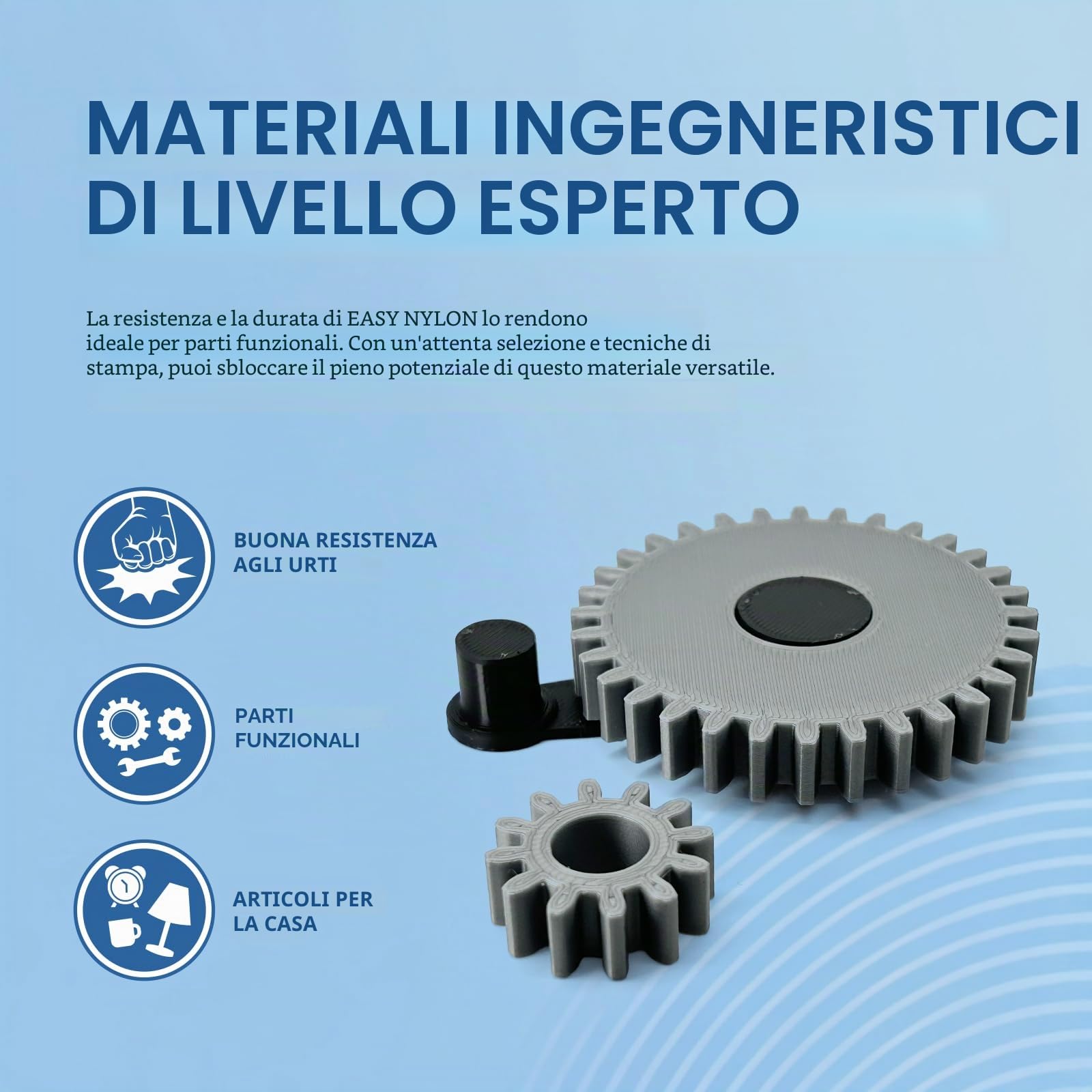 OVERTURE Filamento Nylon 1.75mm, Poliammide (PA) 1kg Bobina(2.2lbs), Precisione Dimensionale +/- 0.03 mm, per Stampante 3D, Nero