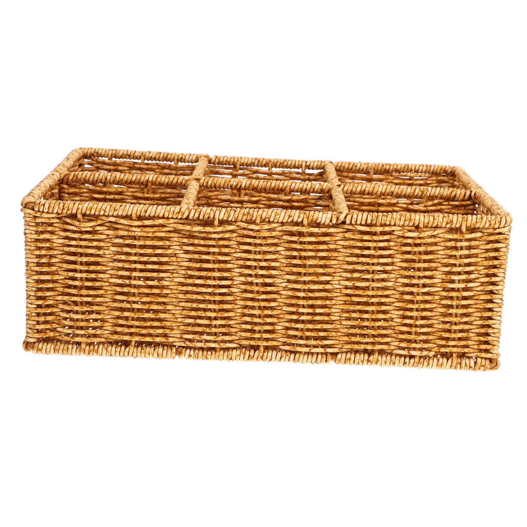 Organizador De Cubiertos Compacto Tejido De Ratán Natural 30x20x10 Cm Resistente y Multiusos para Cocina y Comedor Cesta De Almacenamiento para Utensilios Pequeños