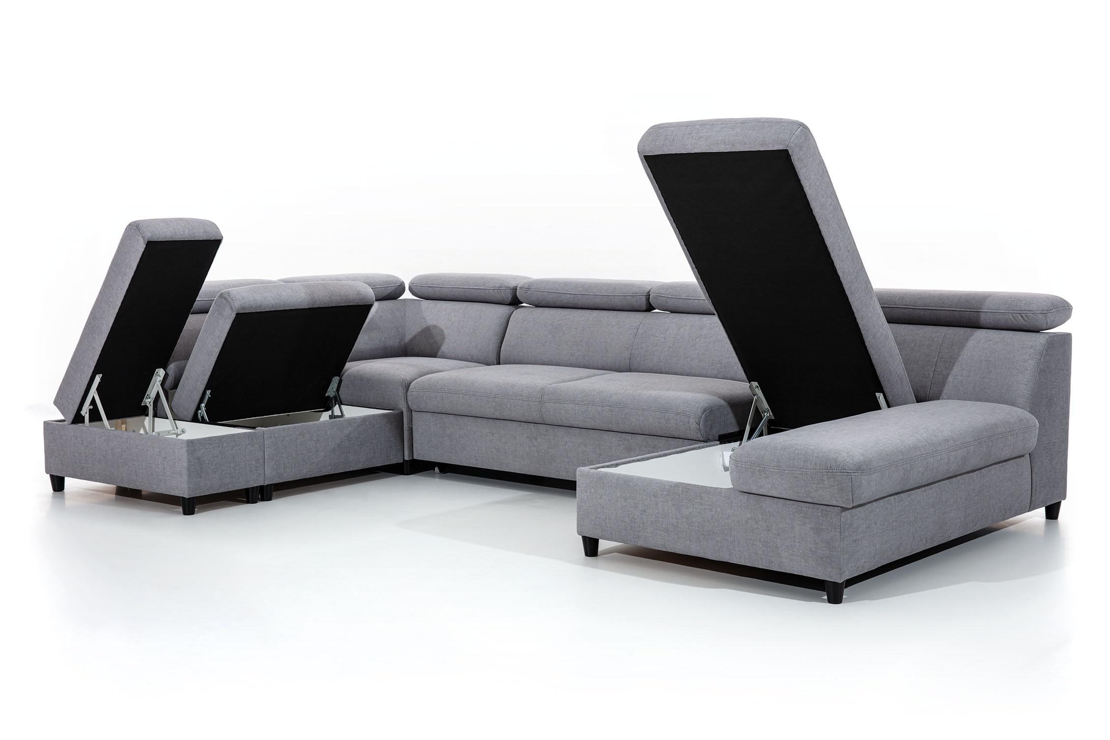 AXLIVING Canapé en U Marron avec Fonction Couchage Olettio 342 cm L