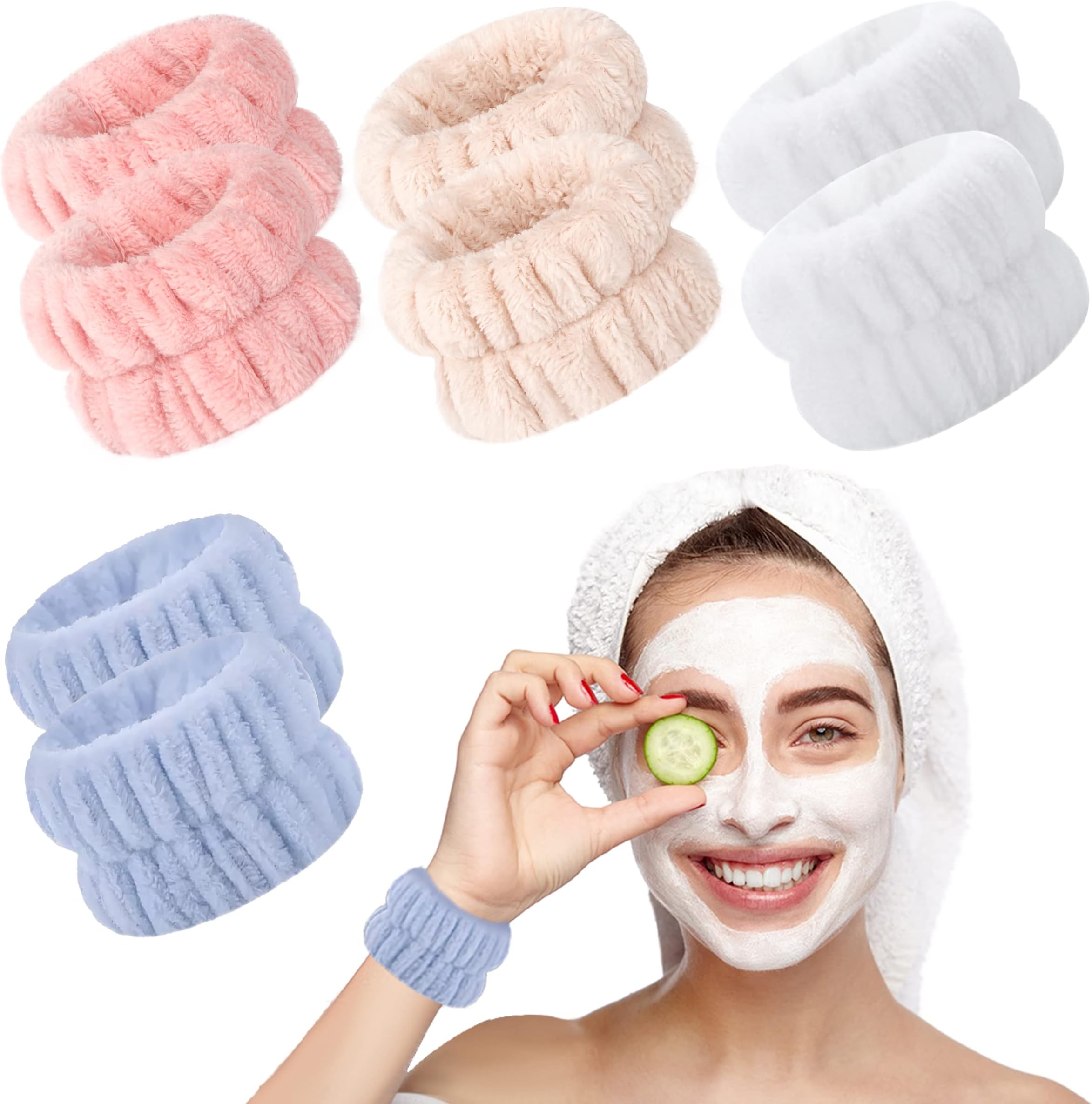 8Pcs Face Wash Wristbands Wrist Towels Bands for Washing