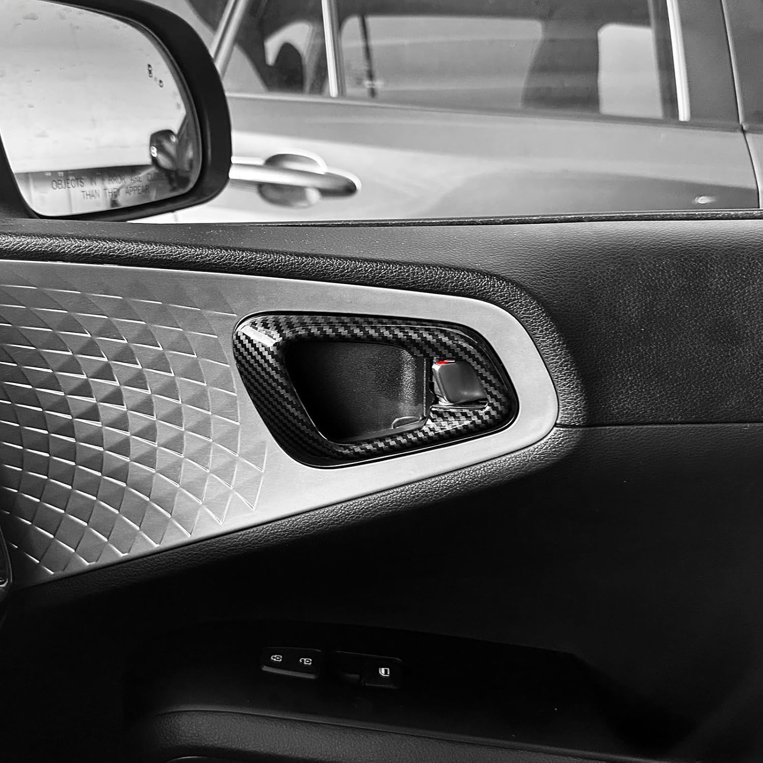 Inner Door Handle Bowl Cover Trim Interior,Inner Door Handle Bowl Panel Cover Compatible with Kia Soul 2020-2025 Accessories (Carbon Fiber Style)