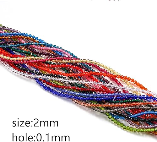 Miniatura 2 de Cuentas redondas de cristal de cuarzo de 0.079 pulgadas, cuentas de vidrio facetadas, cuentas espaciadoras sueltas para hacer pulseras, suministros