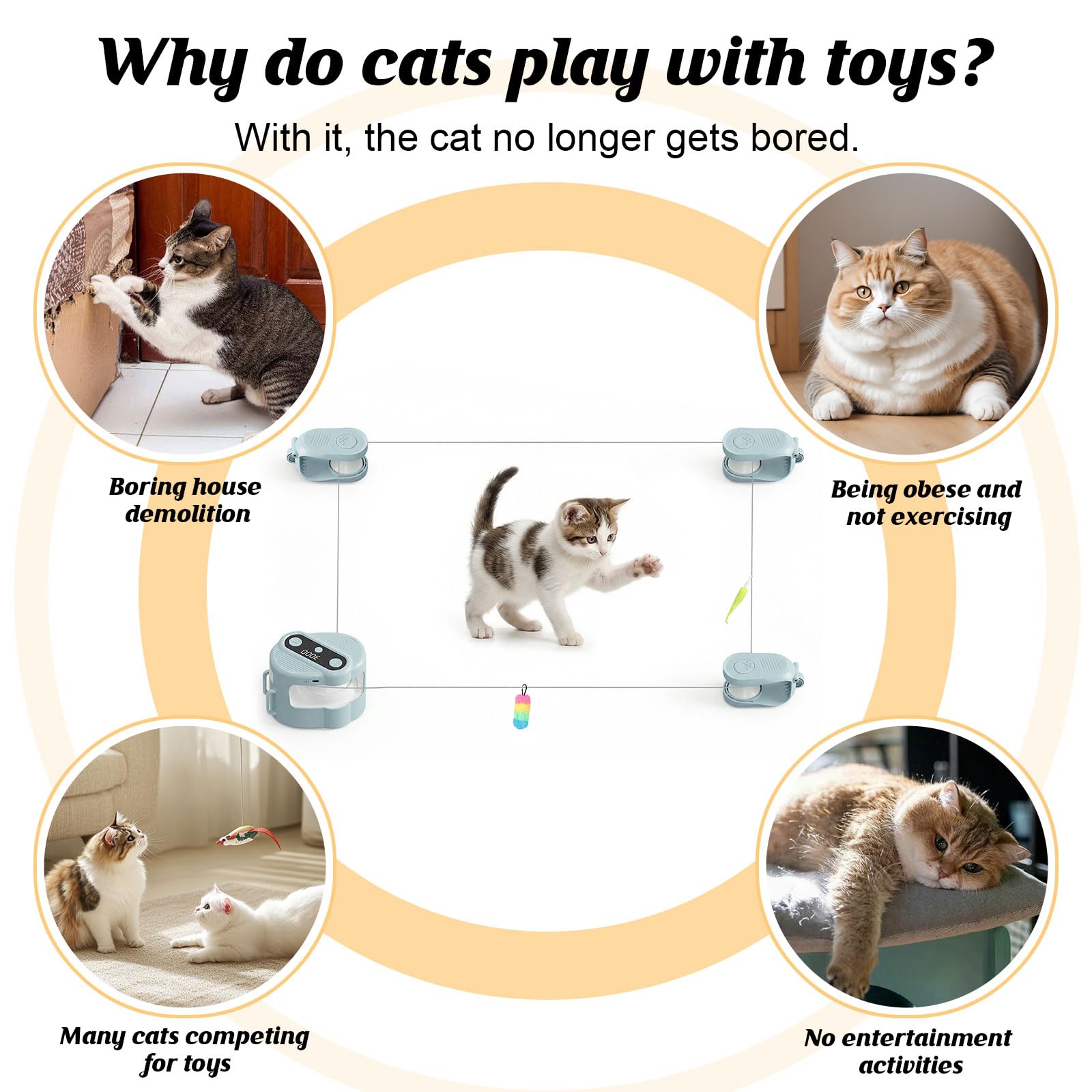 jianyana Interaktives Katzenspielzeug mit Fernbedienung, 4 einstellbare Geschwindigkeiten, automatische und manuelle Modi, langer Akku, wiederaufladbares Katzenlaufband, Indoor-Katzen, Langeweile
