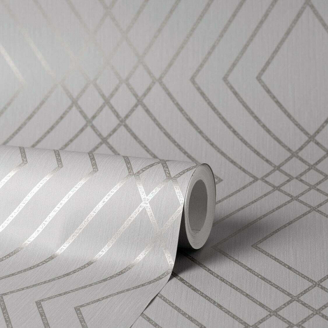 Fine Décor FD41998 UK Apex Trellis Sidewall Wallpaper, Copper/Charcoal