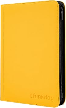 Trading Card Binder, 9 Pockets Card Album Folder, 360 Side Loading Pocket PU Cover with Zipper Binder for TCG, Sport Cards (Yellow)