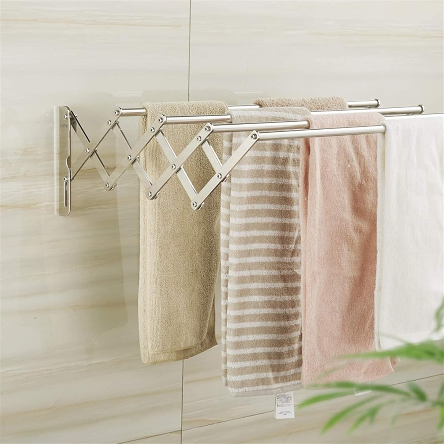 Clothes Airer Laundry Drying Rack Wall Mounted Rustproof Retractable Racks Aluminum Indoor/Outdoor Foldable Clotheshorse,304 Stainless Steel-50cm