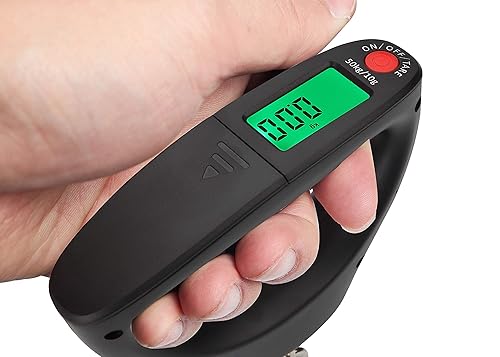 Vista 5 de Mougerk - Báscula de peso digital portátil para equipaje 110 libras 1102lbs 2 pilas AAA no incluidas negro