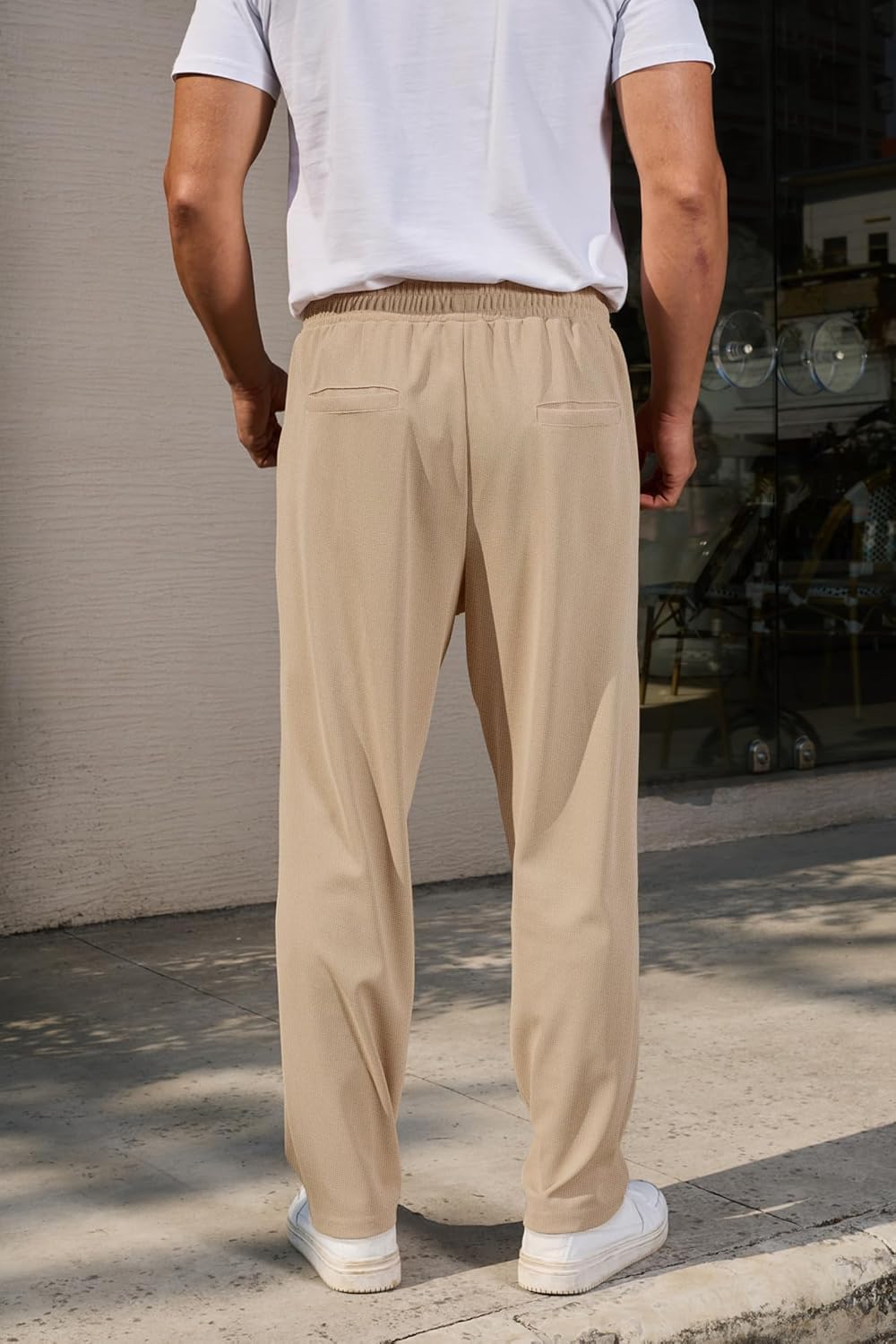 COOFANDY Men's Casual Pants Waffle Knit Yoga Pants Lightweight Sweatpants Open Bottom Lounge Trousers - Image 2