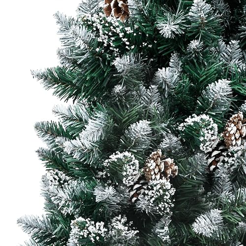Miniatura 4 de GOLINPEILO 6ft Frosted Artificial Christmas Tree Green with 150 LEDs Lights & Rose Decorative Balls Set, Full Artificial Holiday Xmas Tree Set for