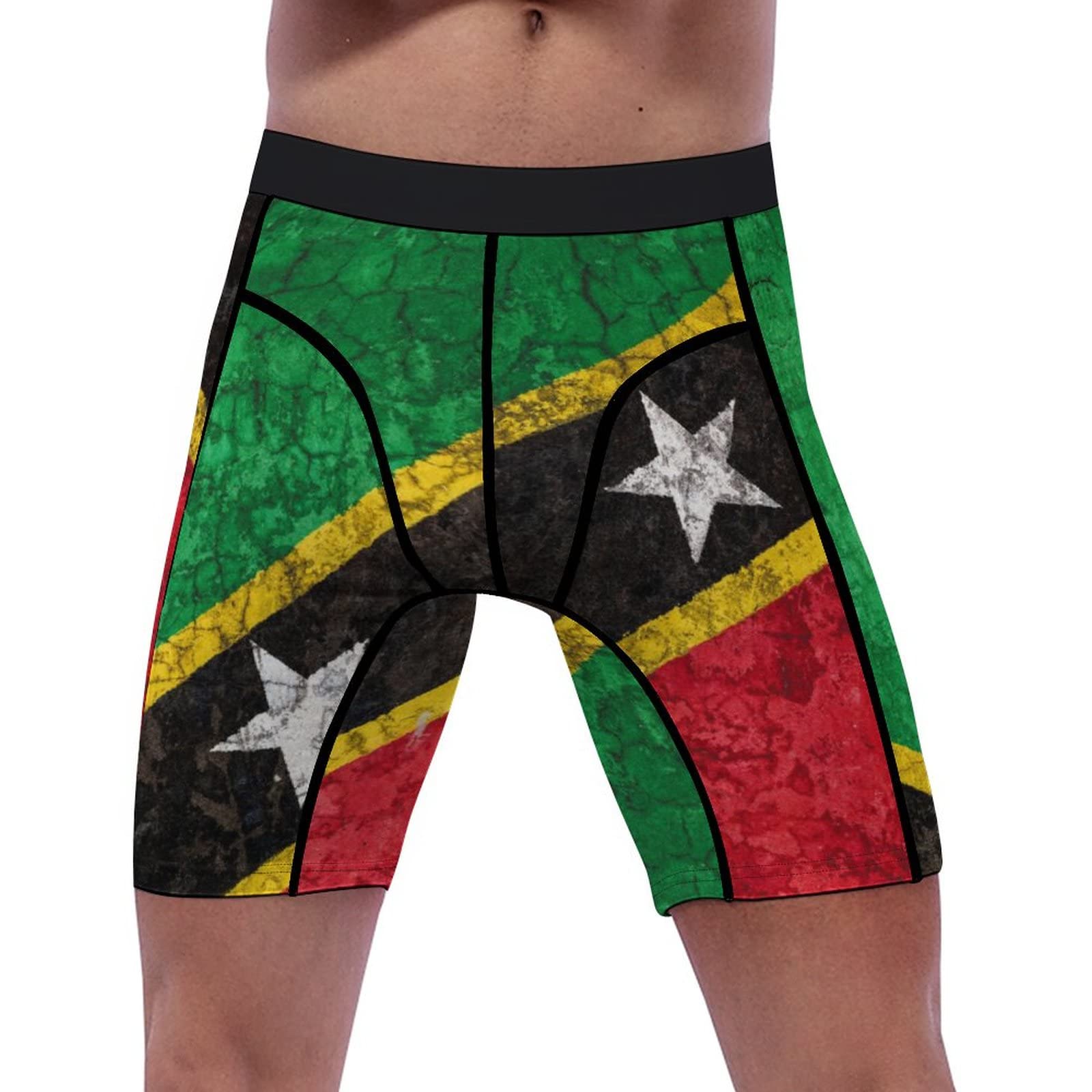 FJQWKLF Flag of Saint Kitts and Nevis Compression Shorts for Men Running Gym Underwear Workout Athletic Boxer Briefs